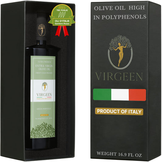 N°1 Drinking Extra Virgin Olive Oil - Italian Olive Oil from Italy 2025 Gold Awards Winner - 514 mg/kg High in Polyphenols evoo - 100% Unrefined and Cold pressed evoo for Drinking and Finishing Use