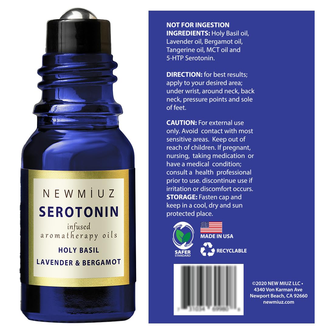 Calming Roll On Essential Oil Blend Anti Stress Roller Lavender Bergamot Holy Basil Destress Relief Gifts for Women Perfect Stocking Stuffers NEW MIUZ