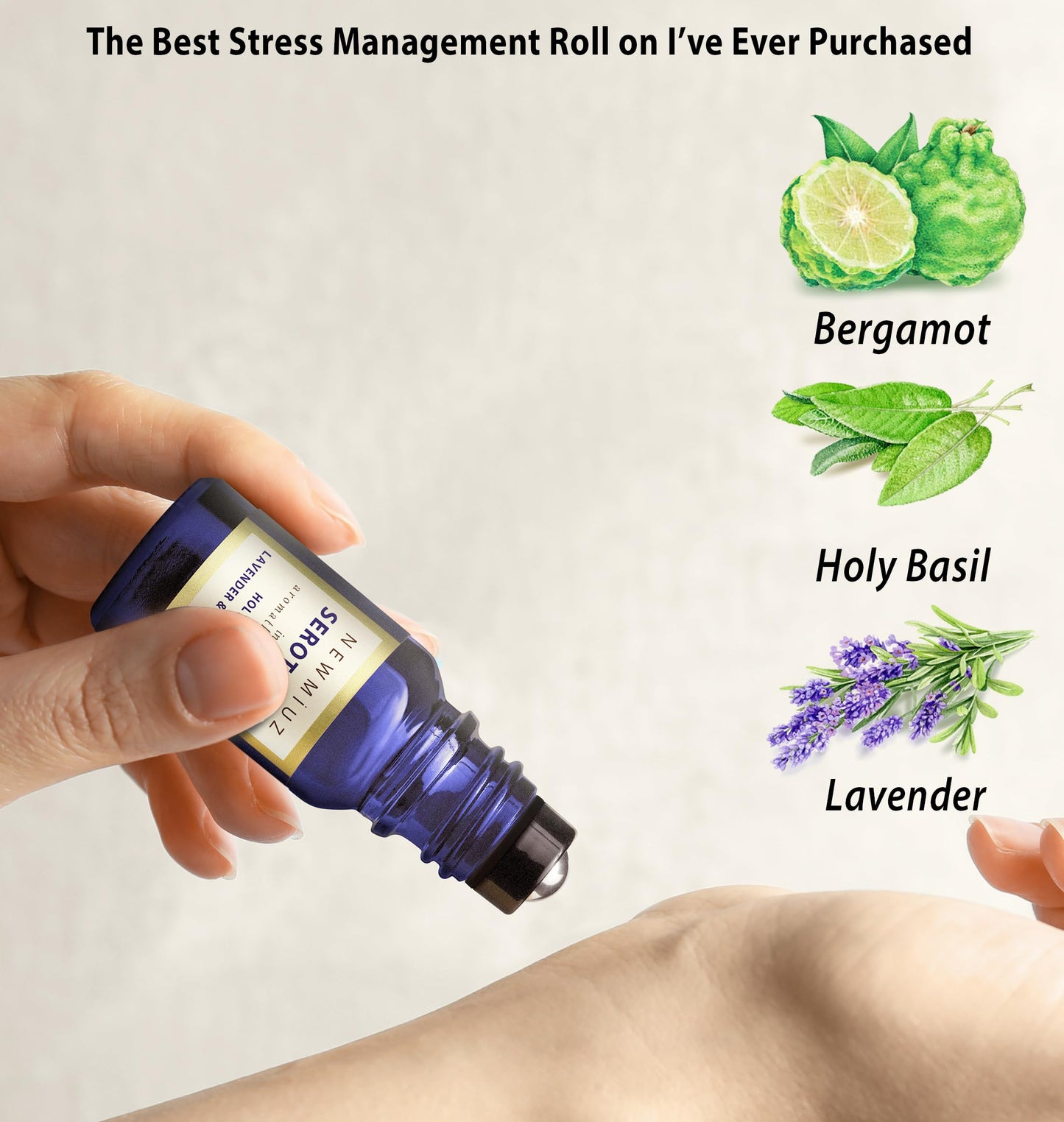 Calming Roll On Essential Oil Blend Anti Stress Roller Lavender Bergamot Holy Basil Destress Relief Gifts for Women Perfect Stocking Stuffers NEW MIUZ