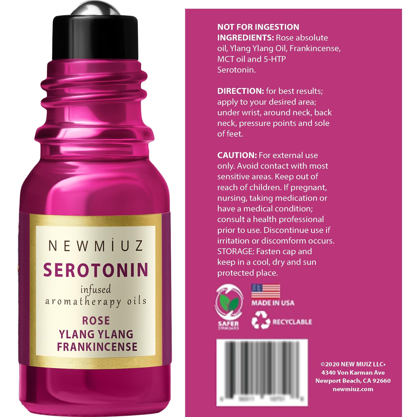 Chill Out Calming Roll On Essential Oil Blend Stress Relief Rose Ylang Ylang & Frankincense Relaxation Calm Aromatherapy Gift for Women Perfect Stocking Stuffers