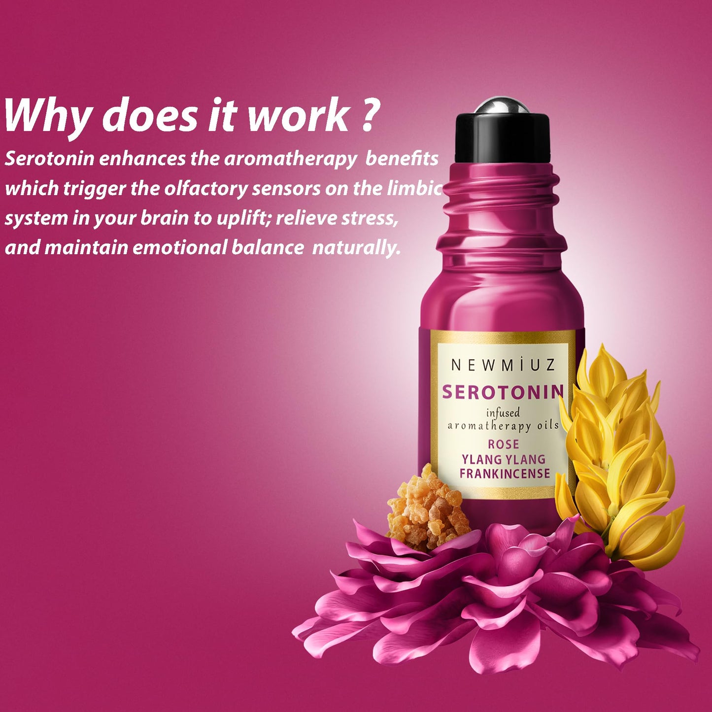 Chill Out Calming Roll On Essential Oil Blend Stress Relief Rose Ylang Ylang & Frankincense Relaxation Calm Aromatherapy Gift for Women Perfect Stocking Stuffers